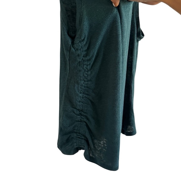 Athleta Linen Ruched Tank, Green/Teal, Size XXS - Picture 3 of 6